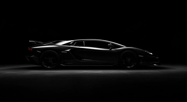 Black sports car silhouette on a dark background